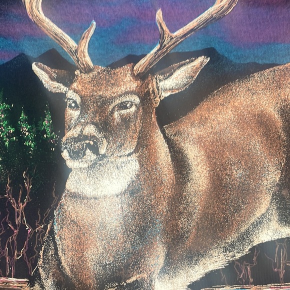 Hazel woods premium cotton tee XL black with buck-front&back heavy weight tee - Picture 1 of 14